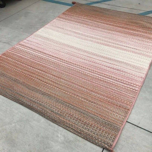 7' x 10' 7x10 Pink Warm Outdoor Striped Area Rug